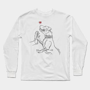 Pitbull and Owner High Five Long Sleeve T-Shirt